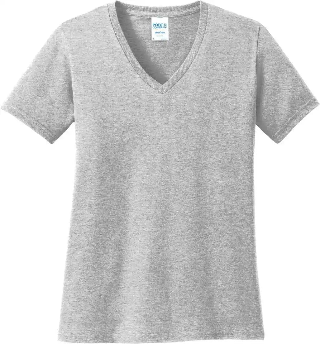 Port & Company Lpc54v Women’s Core Cotton V-neck Tee - Ash