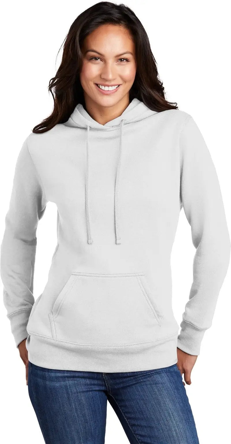 Port & Company Lpc78h co Women’s Core Fleece Pullover Hooded Sweatshirt - White - Ladies Xs