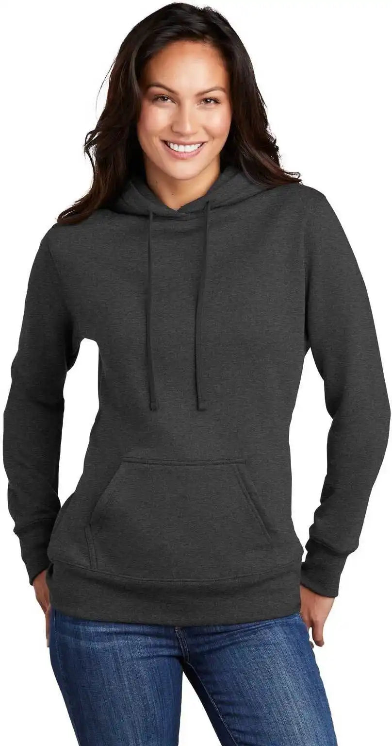 Port &amp; Company Lpc78h Ladies Core Fleece Pullover Hooded Sweatshirt Dark Heather Gray