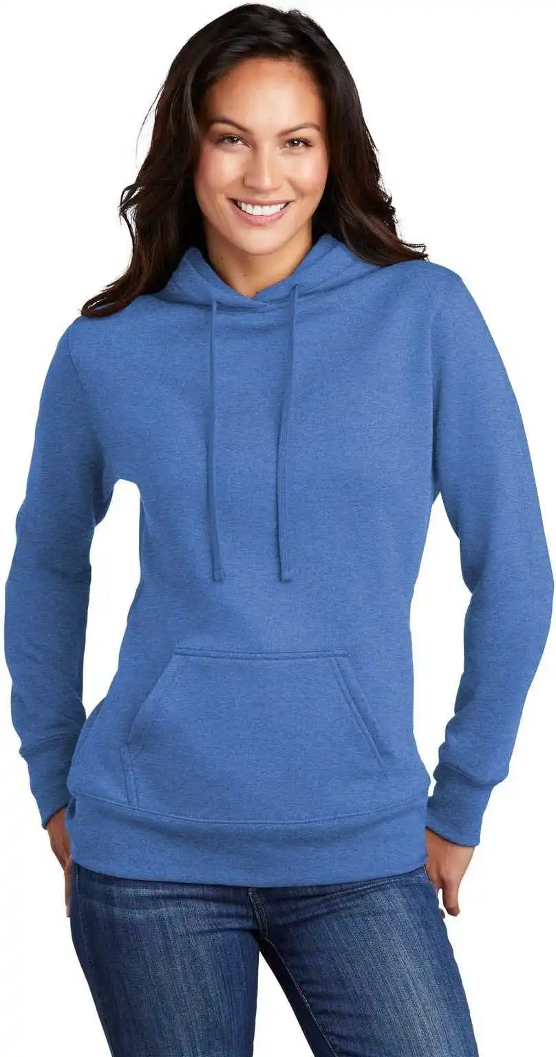 Port &amp; Company Lpc78h Ladies Core Fleece Pullover Hooded Sweatshirt Heather Royal