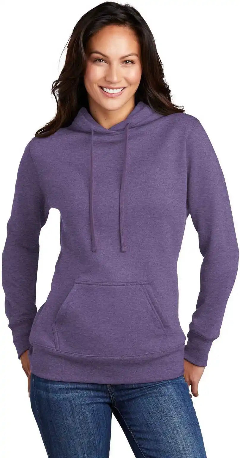 Port &amp; Company Lpc78h Ladies Core Fleece Pullover Hooded Sweatshirt Heather Purple