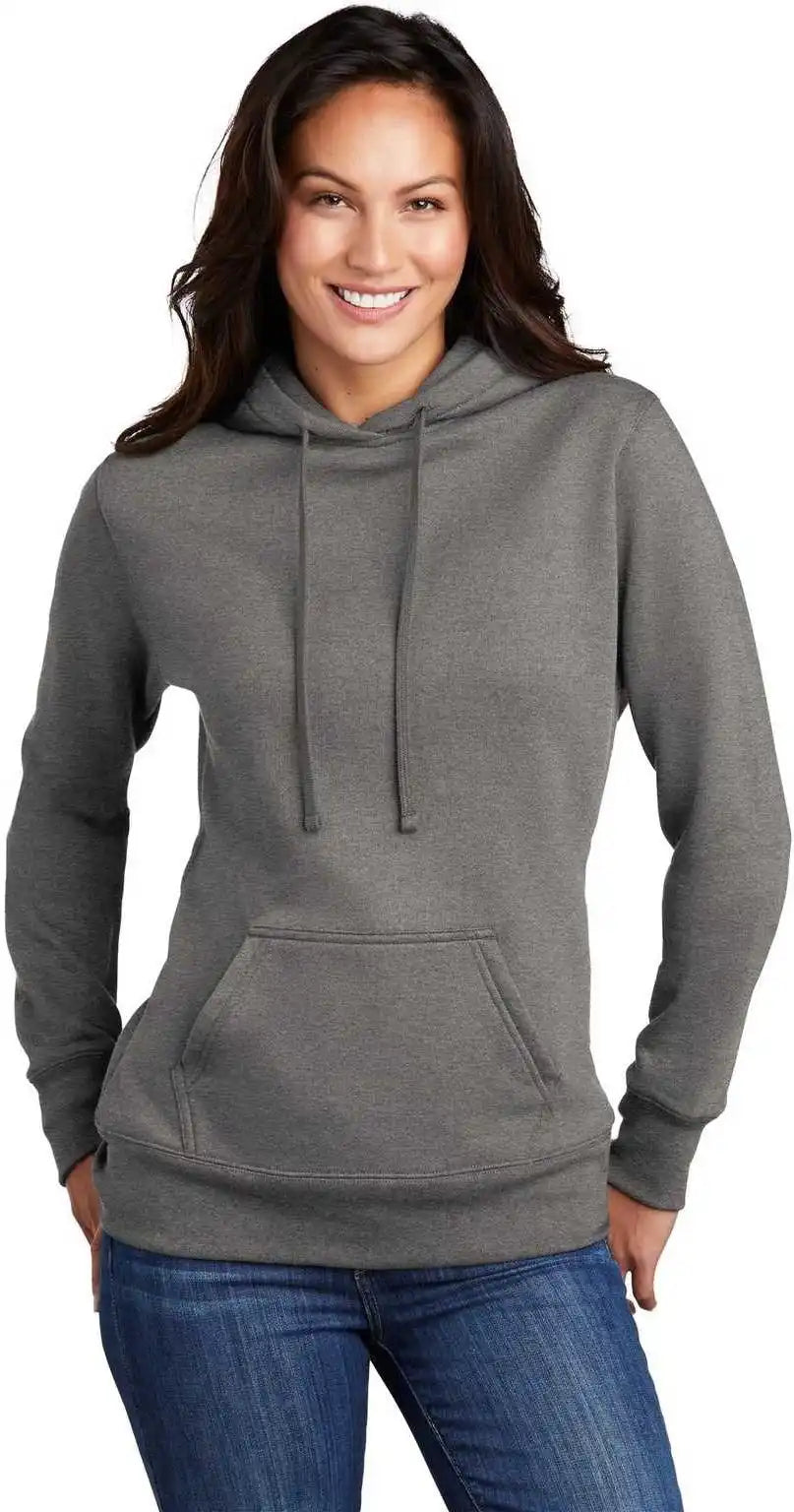 Port & Company Lpc78h Ladies Core Fleece Pullover Hooded Sweatshirt - Graphite Heather