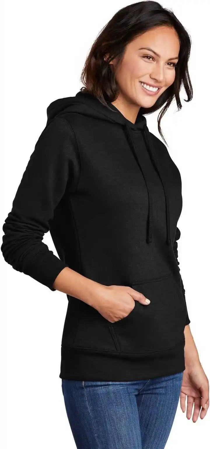 Port &amp; Company Lpc78h Ladies Core Fleece Pullover Hooded Sweatshirt Jet Black