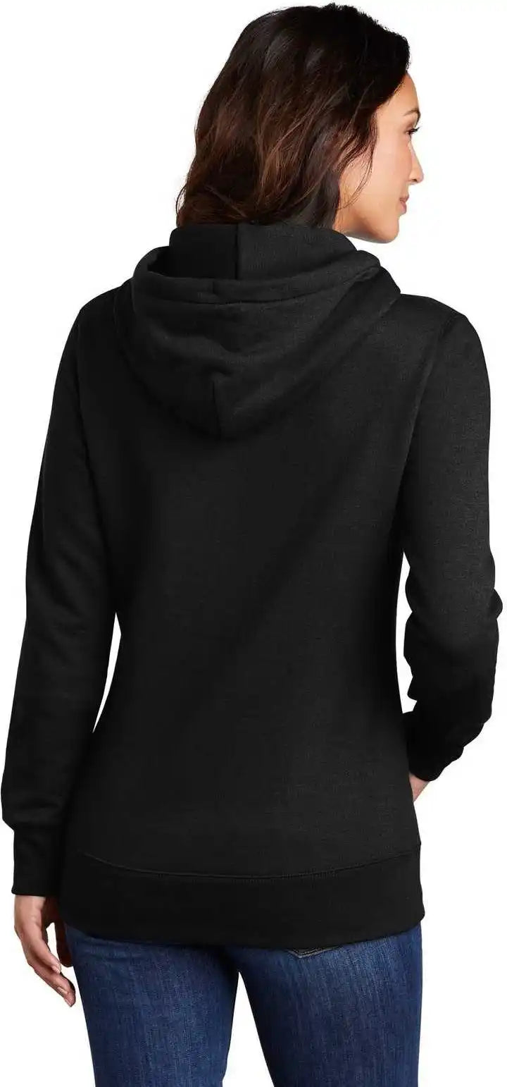 Port &amp; Company Lpc78h Ladies Core Fleece Pullover Hooded Sweatshirt Jet Black