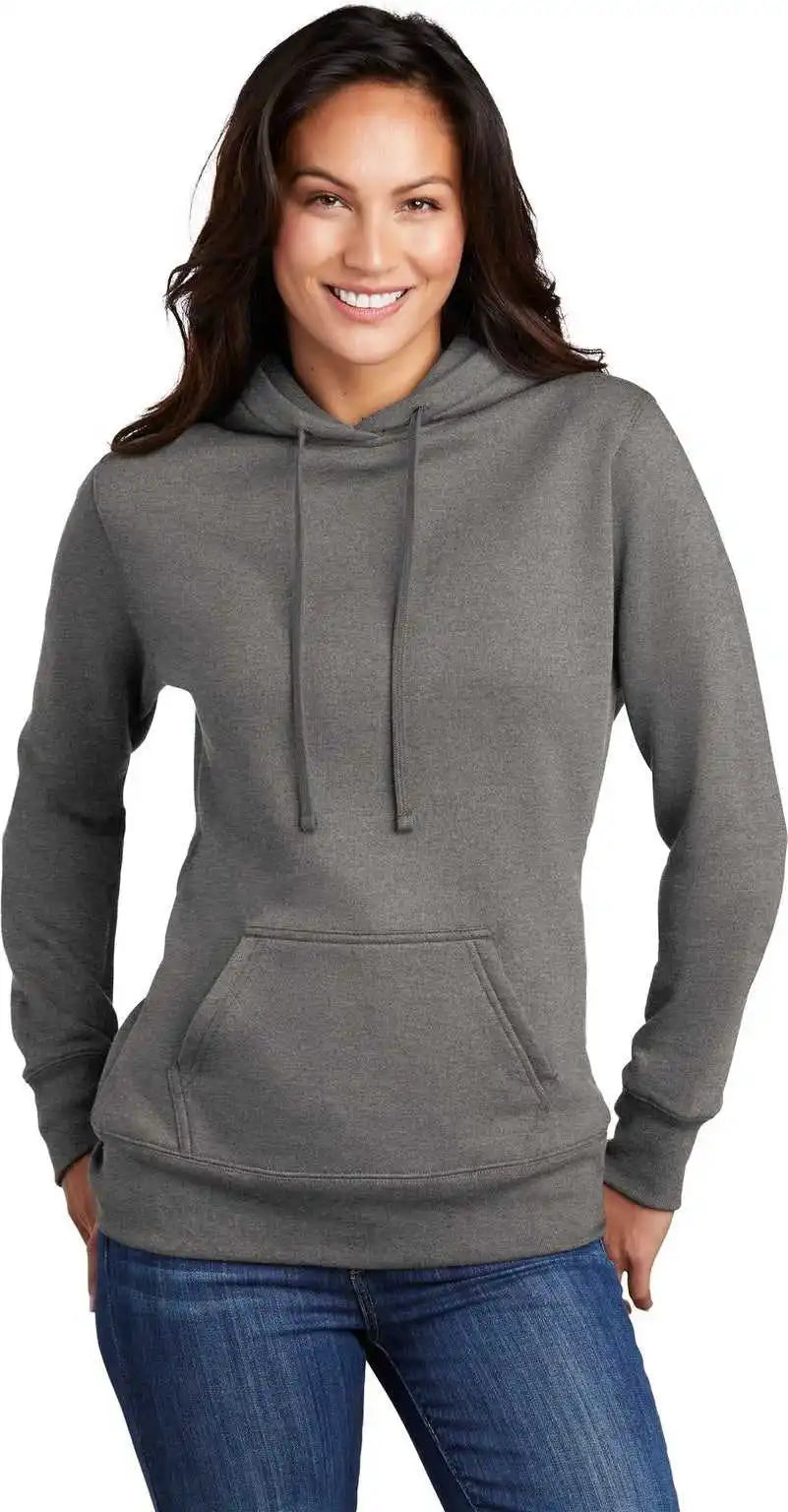 Port &amp; Company Lpc78h Women’s Core Fleece Pullover Hooded Sweatshirt - Graphite Heather