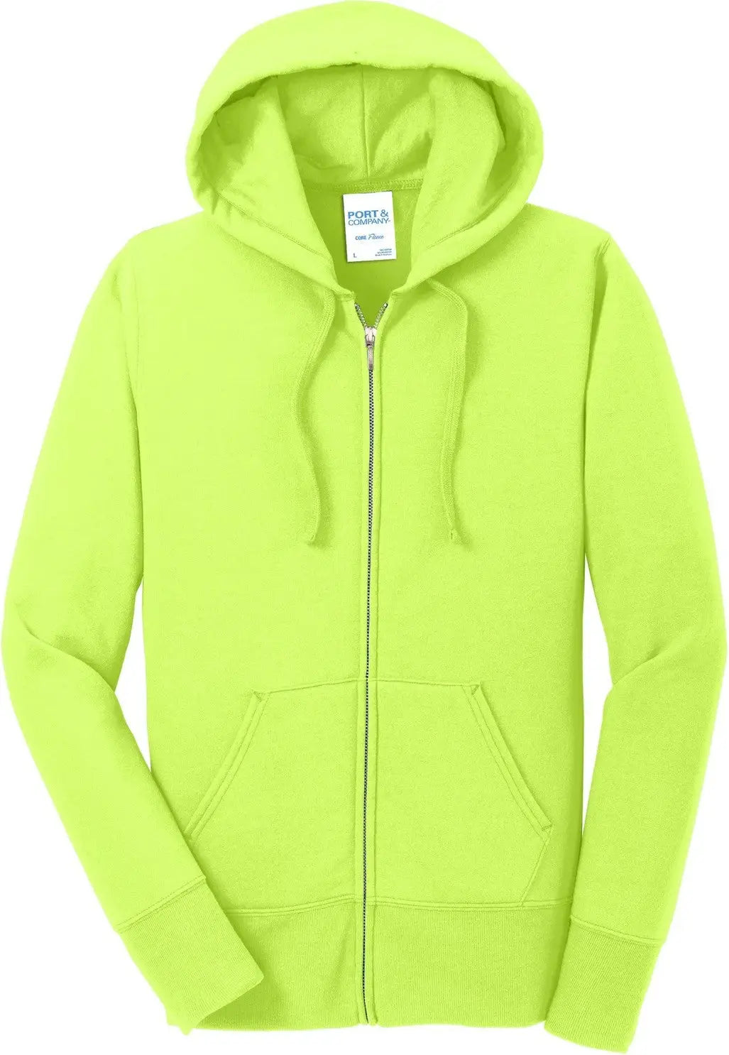 Port & Company Lpc78zh co Women’s Core Fleece Full-zip Hooded Sweatshirt - Neon Yellow