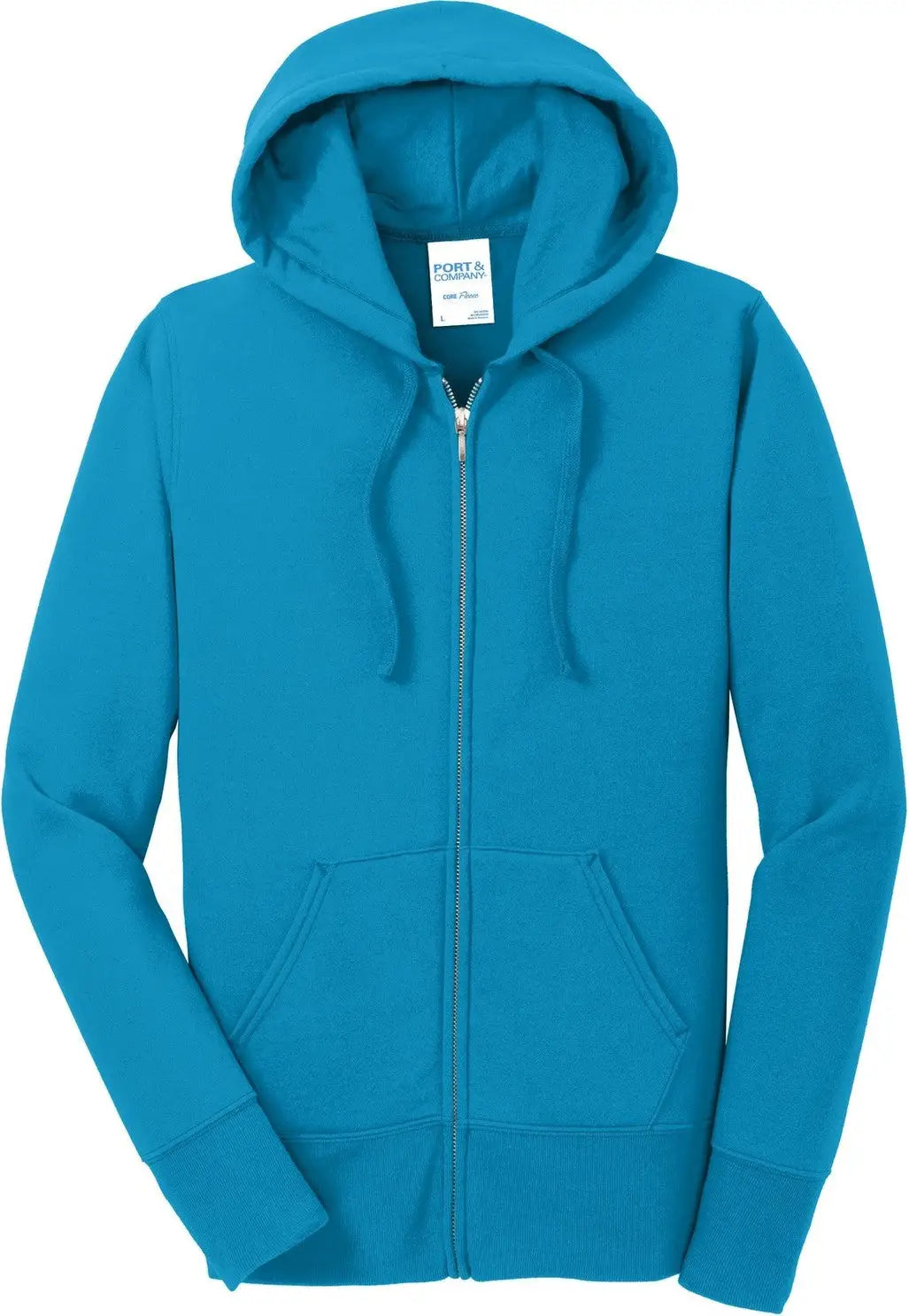 Port & Company Lpc78zh co Women’s Core Fleece Full-zip Hooded Sweatshirt - Neon Blue