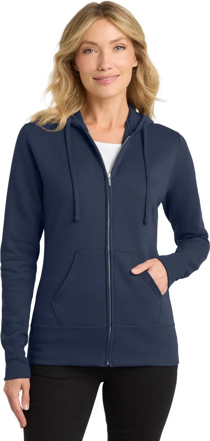 Port & Company Lpc78zh co Women’s Core Fleece Full-zip Hooded Sweatshirt - Navy - Ladies Xs