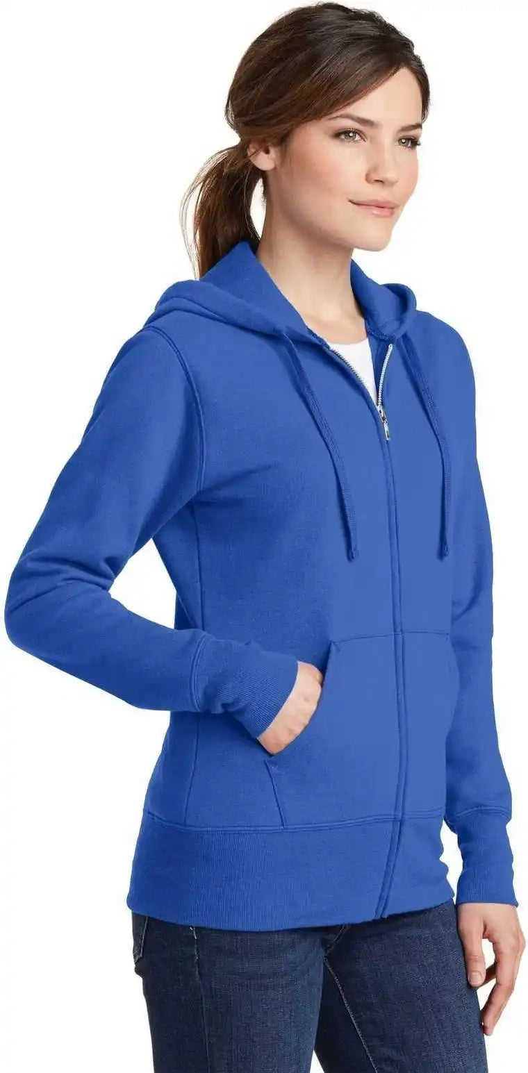 Port &amp; Company Lpc78zh Ladies Core Fleece Full Zip Hooded Sweatshirt Royal