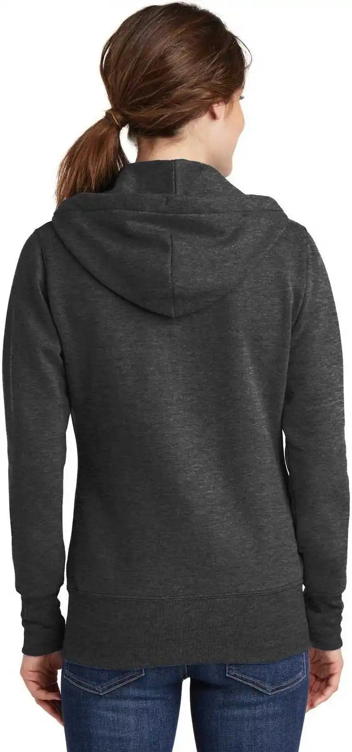 Port &amp; Company Lpc78zh Ladies Core Fleece Full Zip Hooded Sweatshirt Dark Heather Gray
