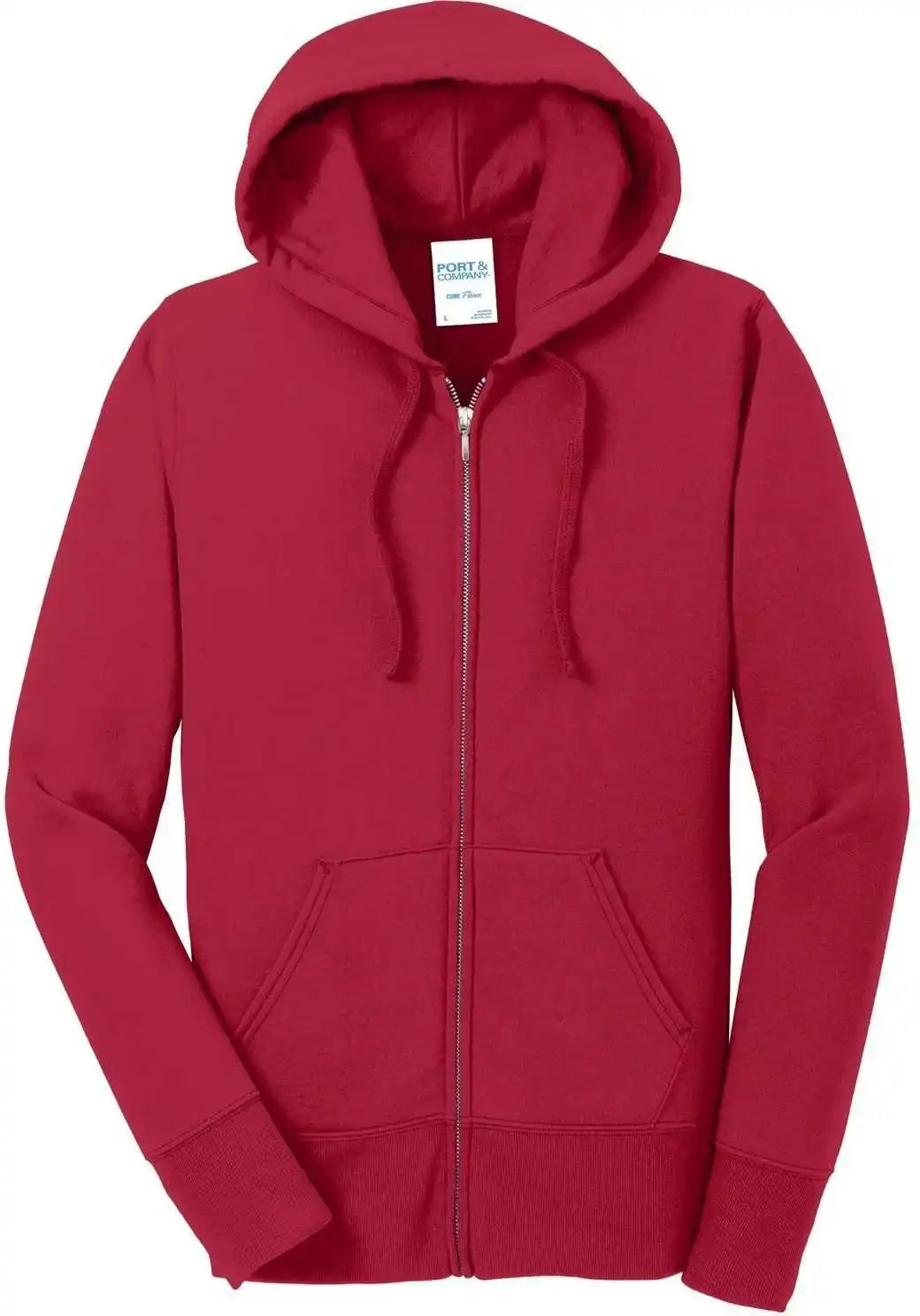 Port &amp; Company Lpc78zh Ladies Core Fleece Full Zip Hooded Sweatshirt Red