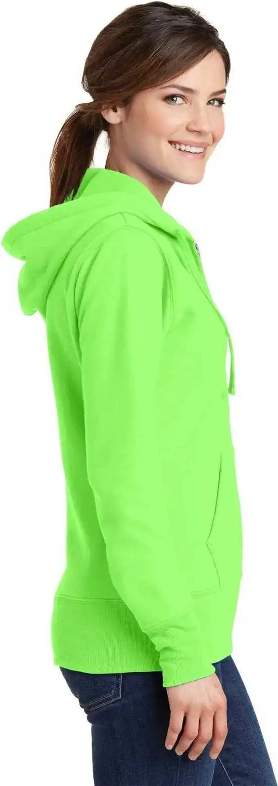Port &amp; Company Lpc78zh Ladies Core Fleece Full-zip Hooded Sweatshirt - Neon Green