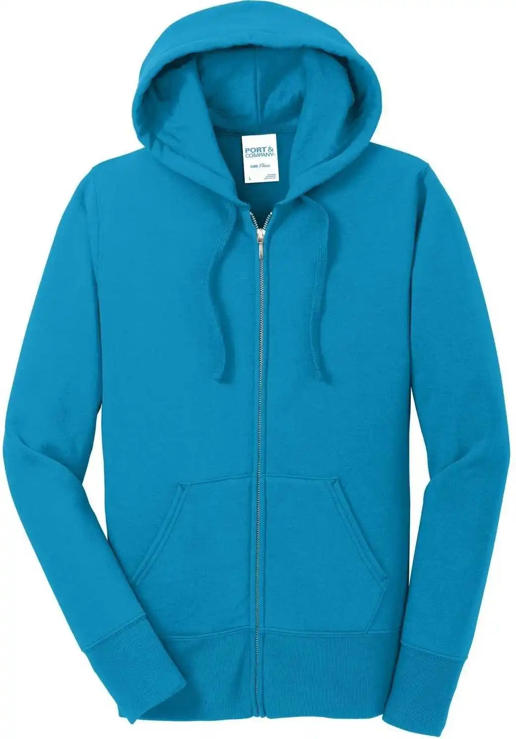 Port &amp; Company Lpc78zh Ladies Core Fleece Full-zip Hooded Sweatshirt - Neon Blue