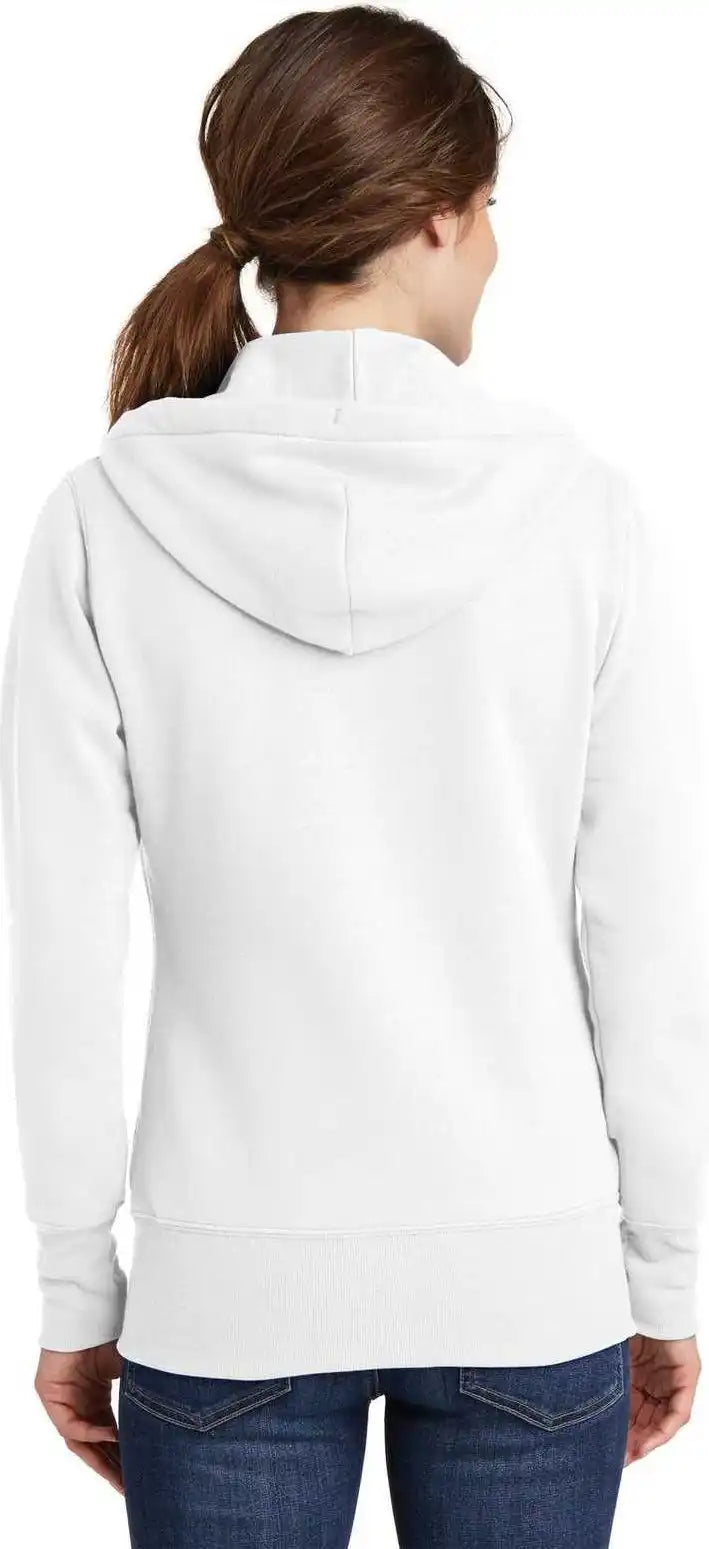 Port &amp; Company Lpc78zh Ladies Core Fleece Full-zip Hooded Sweatshirt - White