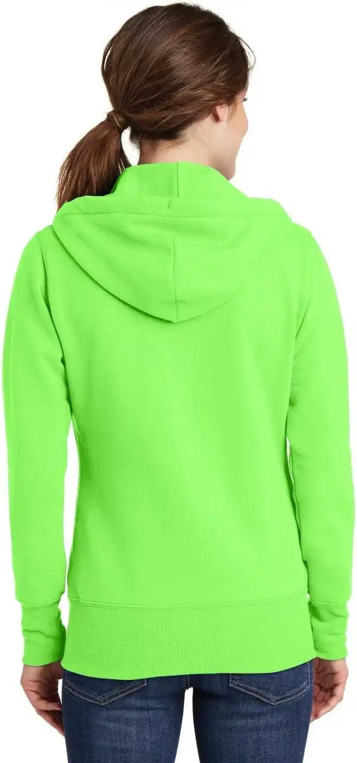 Port & Company Lpc78zh Ladies Core Fleece Full-zip Hooded Sweatshirt - Neon Green