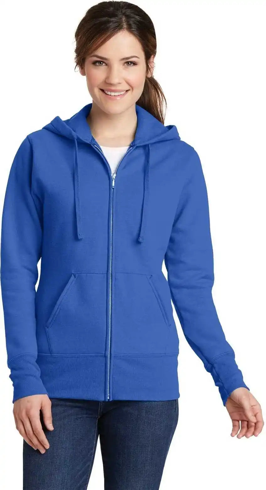 Port &amp; Company Lpc78zh Ladies Core Fleece Full Zip Hooded Sweatshirt Royal