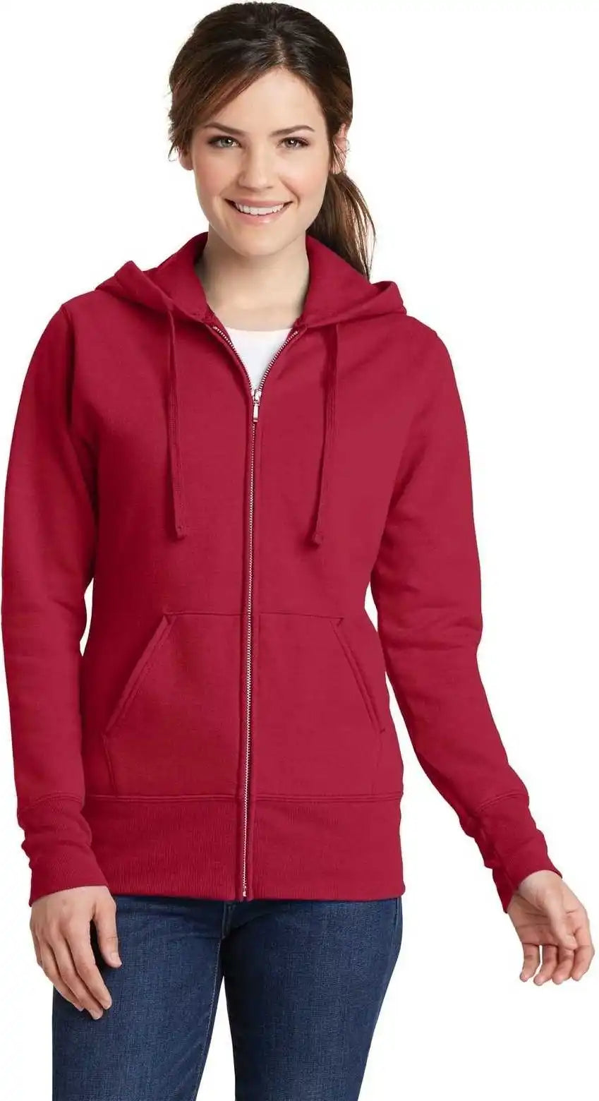 Port &amp; Company Lpc78zh Ladies Core Fleece Full Zip Hooded Sweatshirt Red