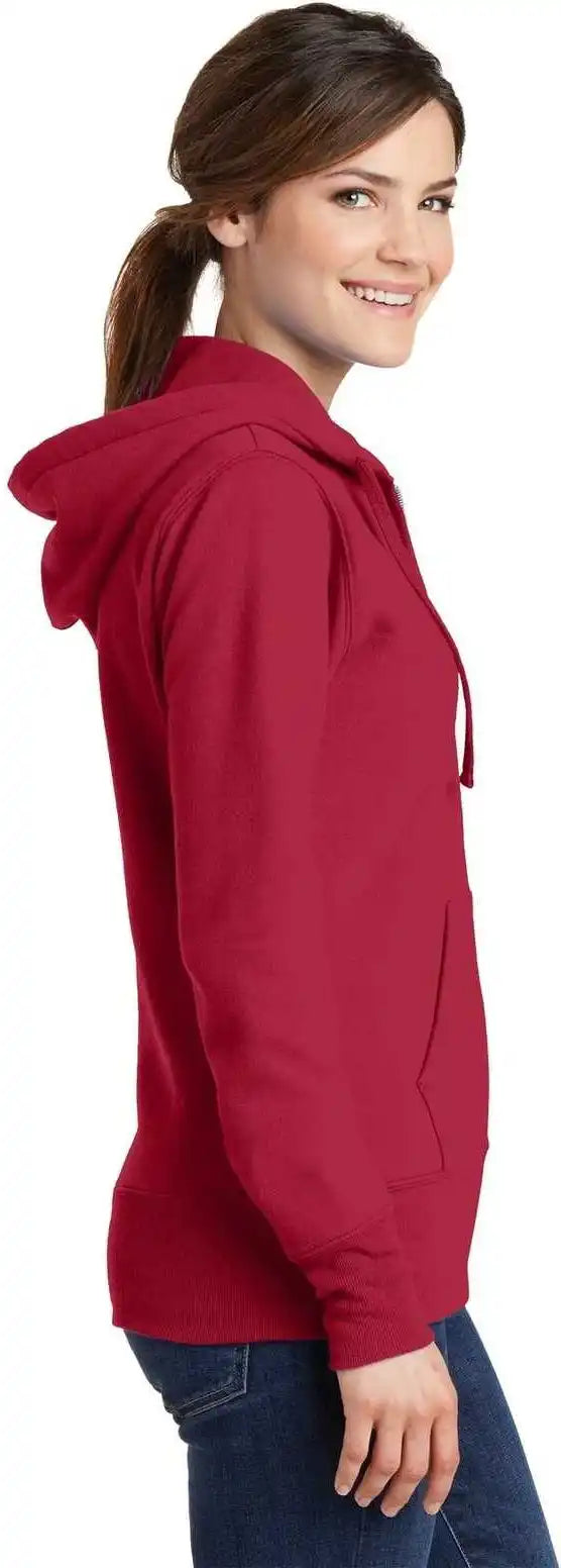 Port &amp; Company Lpc78zh Ladies Core Fleece Full Zip Hooded Sweatshirt Red