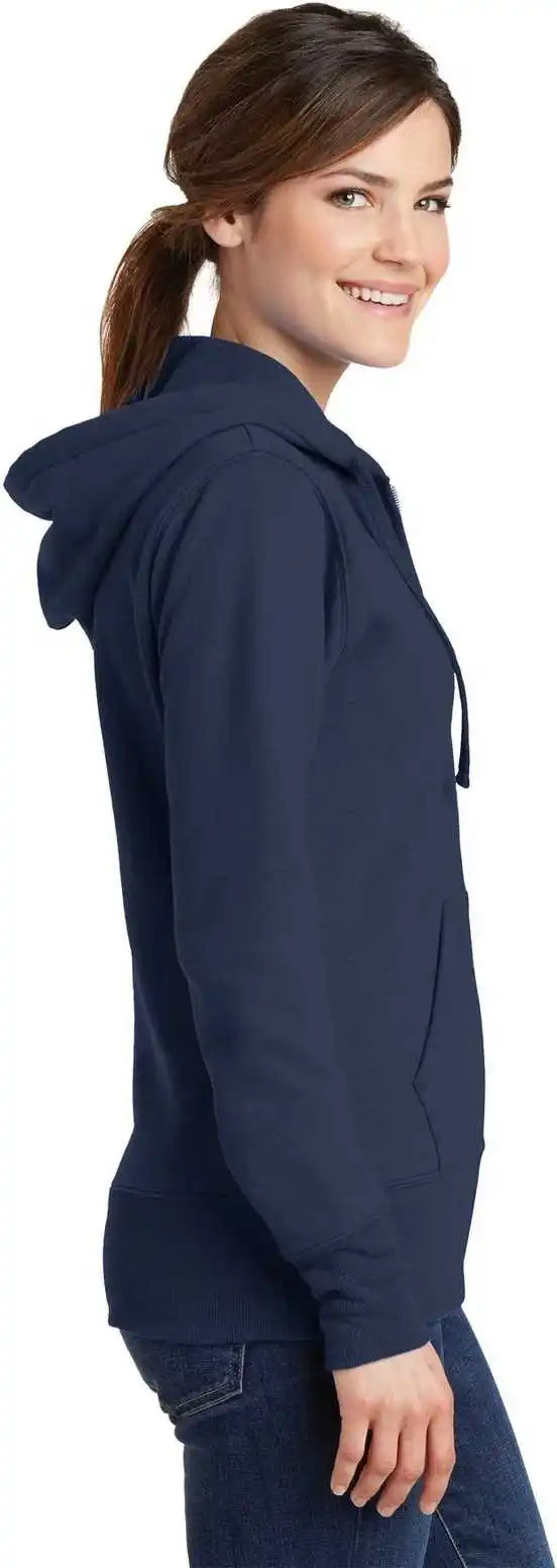 Port & Company Lpc78zh Ladies Core Fleece Full-zip Hooded Sweatshirt - Navy