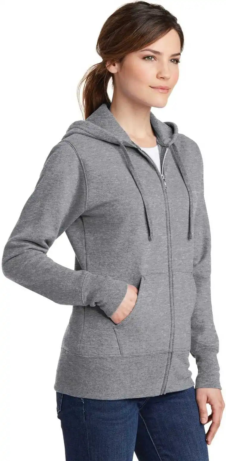 Port & Company Lpc78zh Ladies Core Fleece Full-zip Hooded Sweatshirt - Athletic Heather
