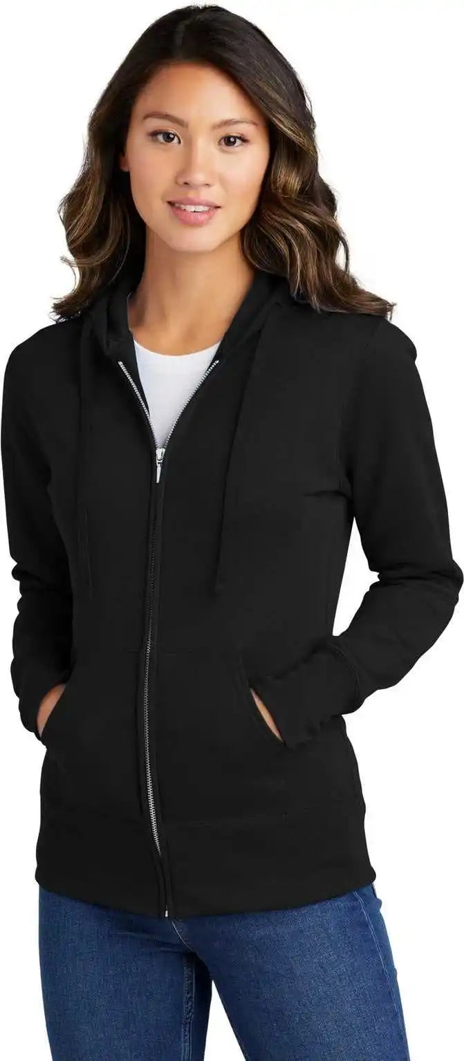 Port &amp; Company Lpc78zh Women’s Core Fleece Full-zip Hooded Sweatshirt - Jet Black