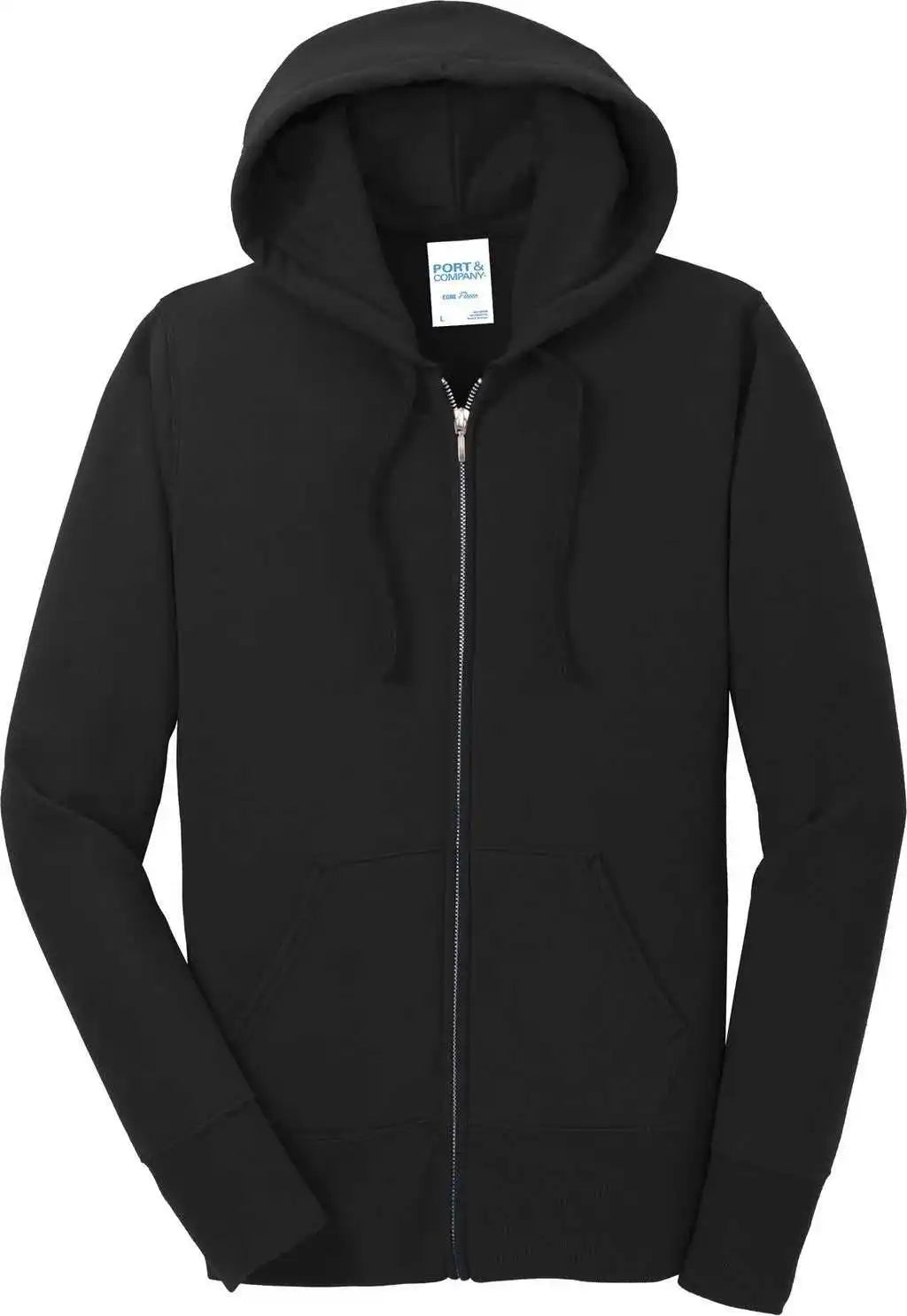 Port &amp; Company Lpc78zh Women’s Core Fleece Full-zip Hooded Sweatshirt - Jet Black
