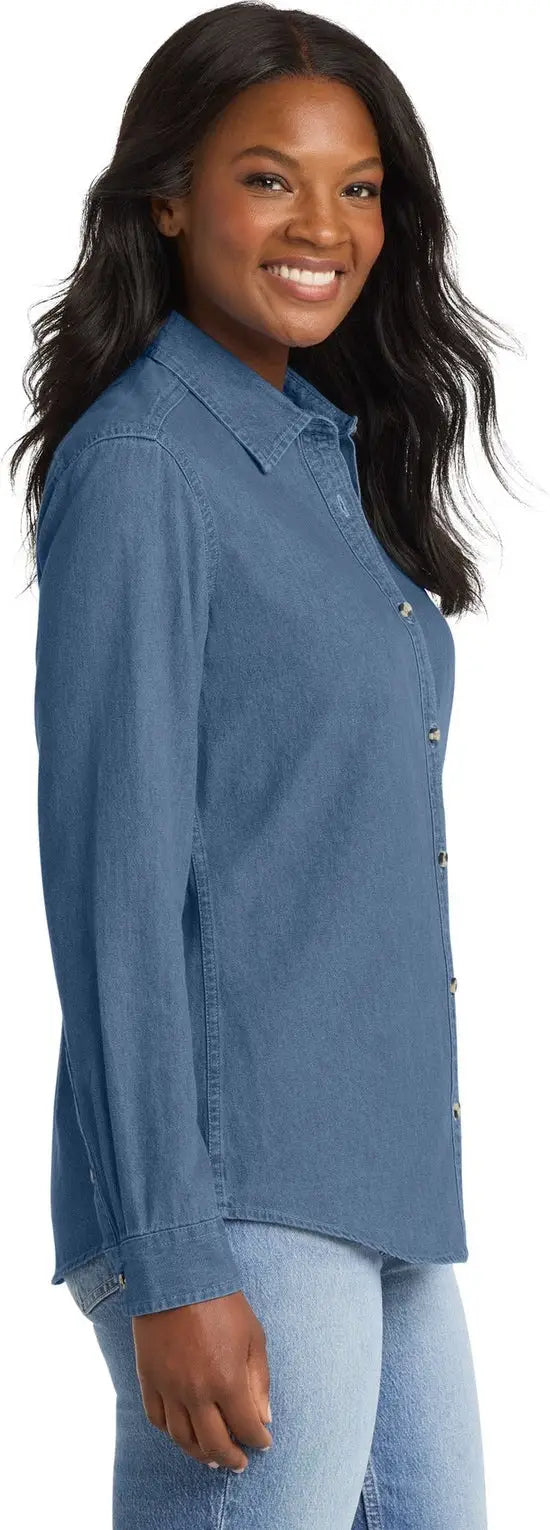 Port & Company Lsp10 co Women’s Long Sleeve Value Denim Shirt - Faded Blue