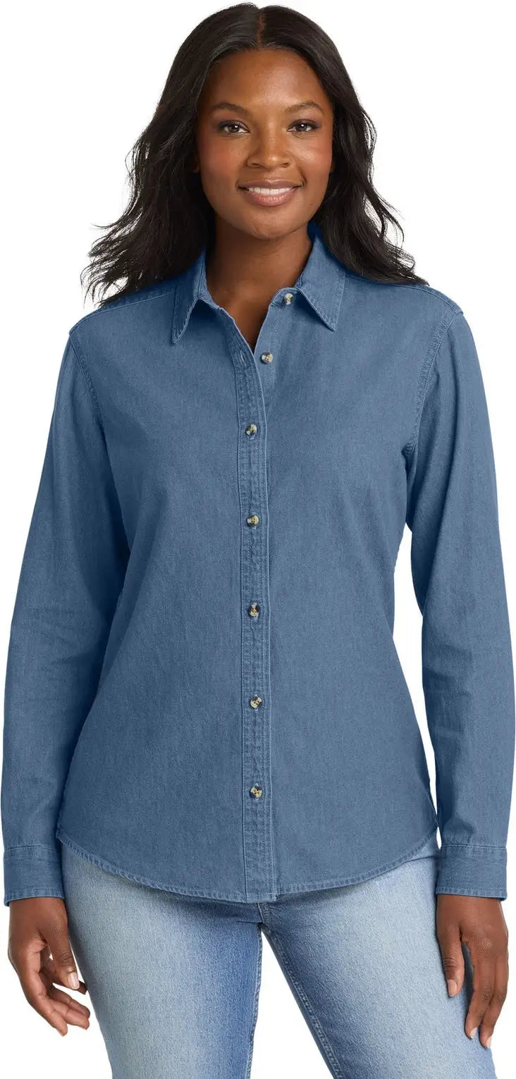 Port & Company Lsp10 co Women’s Long Sleeve Value Denim Shirt - Faded Blue