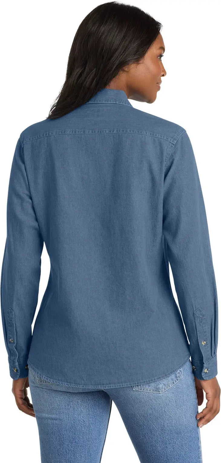 Port & Company Lsp10 co Women’s Long Sleeve Value Denim Shirt - Faded Blue