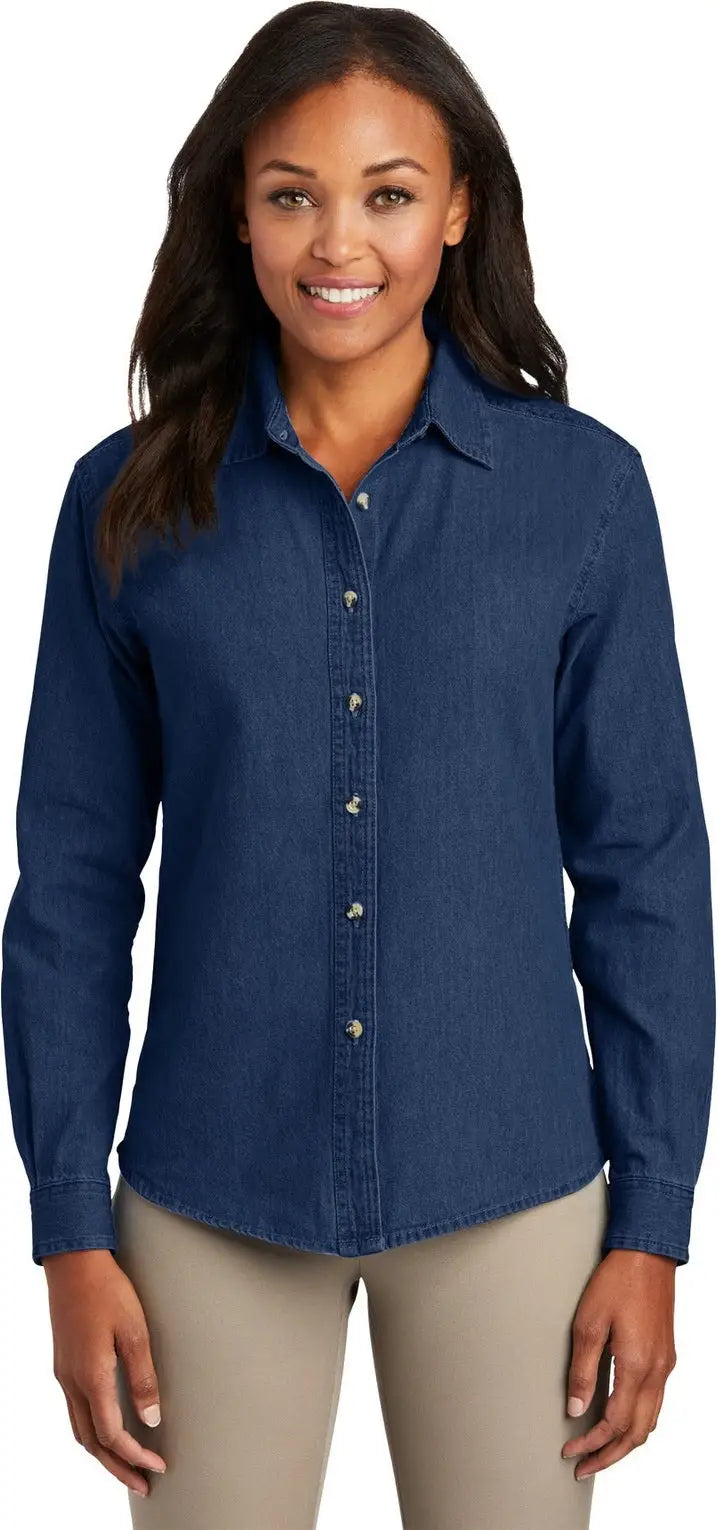 Port & Company Lsp10 co Women’s Long Sleeve Value Denim Shirt - Ink Blue