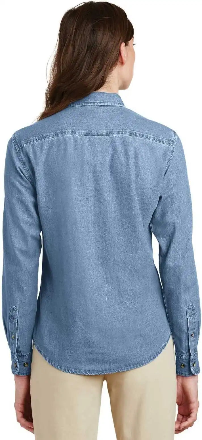 Port & Company Lsp10 Ladies Long Sleeve Value Denim Shirt - Faded Blue