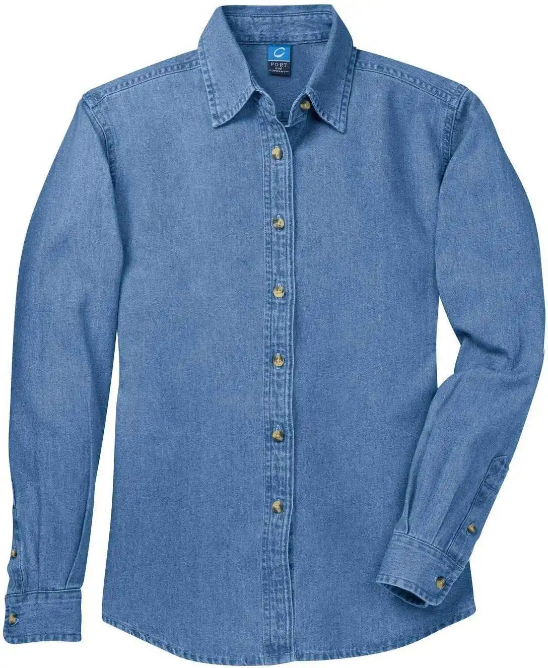 Port & Company Lsp10 Ladies Long Sleeve Value Denim Shirt - Faded Blue