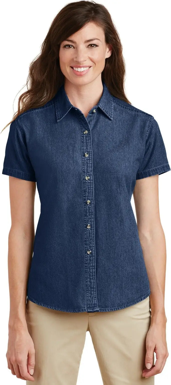 Port & Company Lsp11 co Women’s Short Sleeve Value Denim Shirt - Ink Blue - Ladies Xs