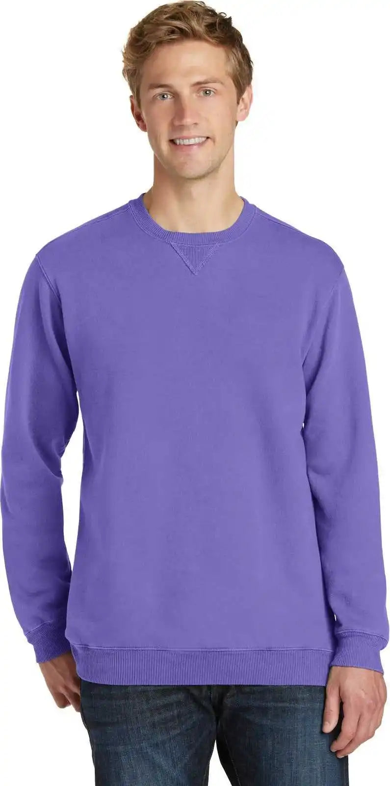 Port & Company Pc098 Beach Wash Garment-dyed Crewneck Sweatshirt - Amethyst
