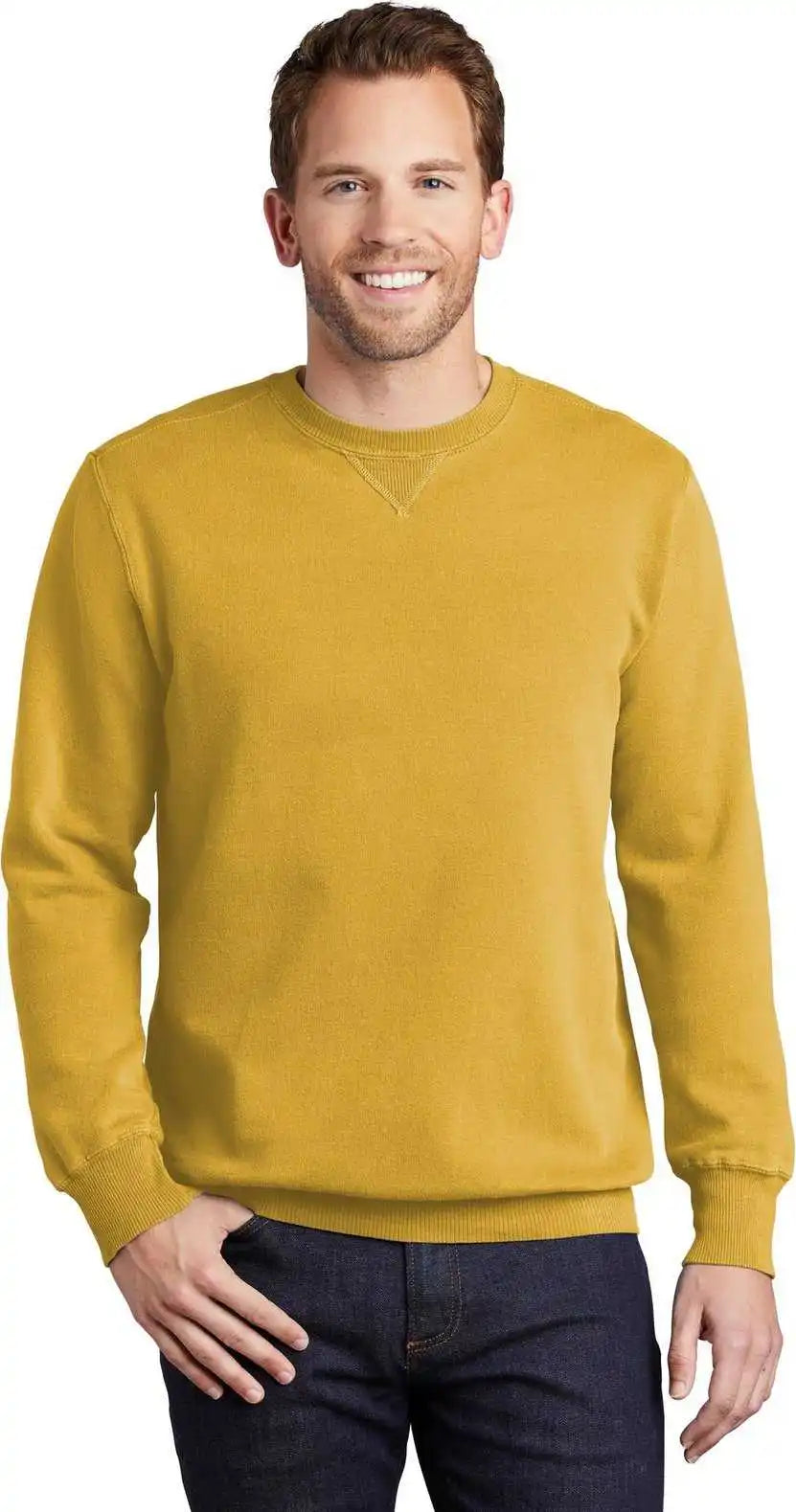 Port & Company Pc098 Beach Wash Garment-dyed Crewneck Sweatshirt - Dijon