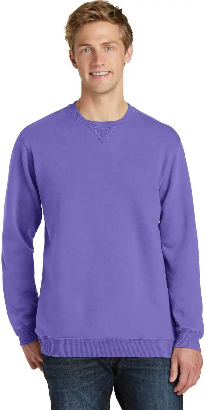 Port &amp; Company Pc098 Beach Wash Garment Dyed Sweatshirt Amethyst