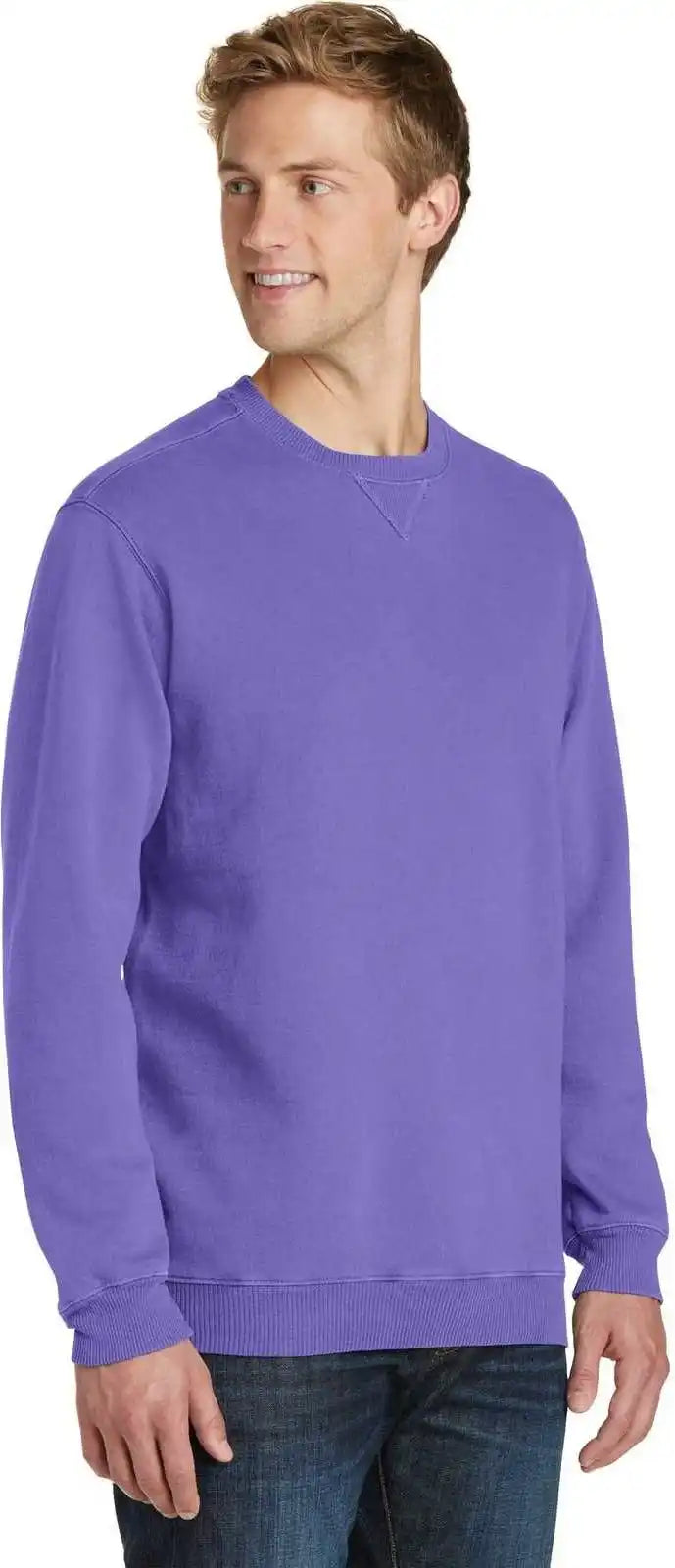 Port &amp; Company Pc098 Beach Wash Garment Dyed Sweatshirt Amethyst