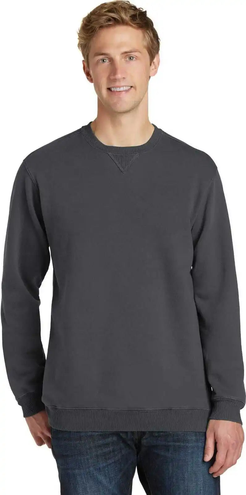 Port &amp; Company Pc098 Beach Wash Garment Dyed Sweatshirt Coal
