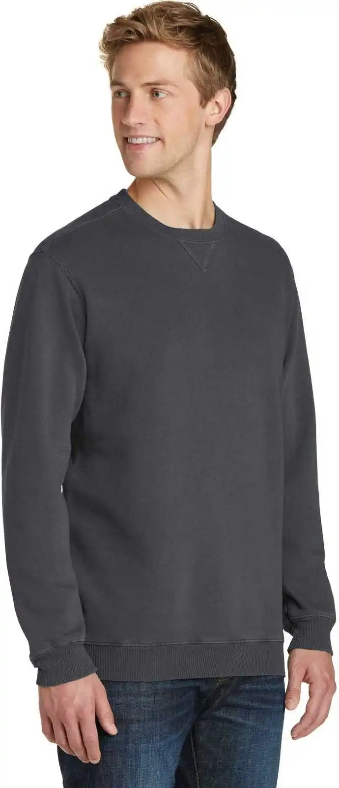 Port &amp; Company Pc098 Beach Wash Garment Dyed Sweatshirt Coal