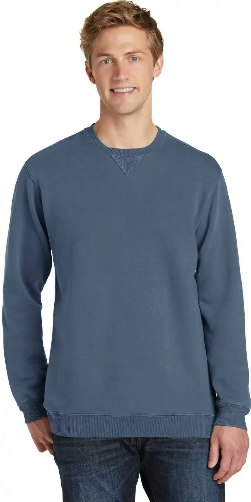 Port & Company Pc098 Beach Wash Garment-dyed Sweatshirt - Denim Blue