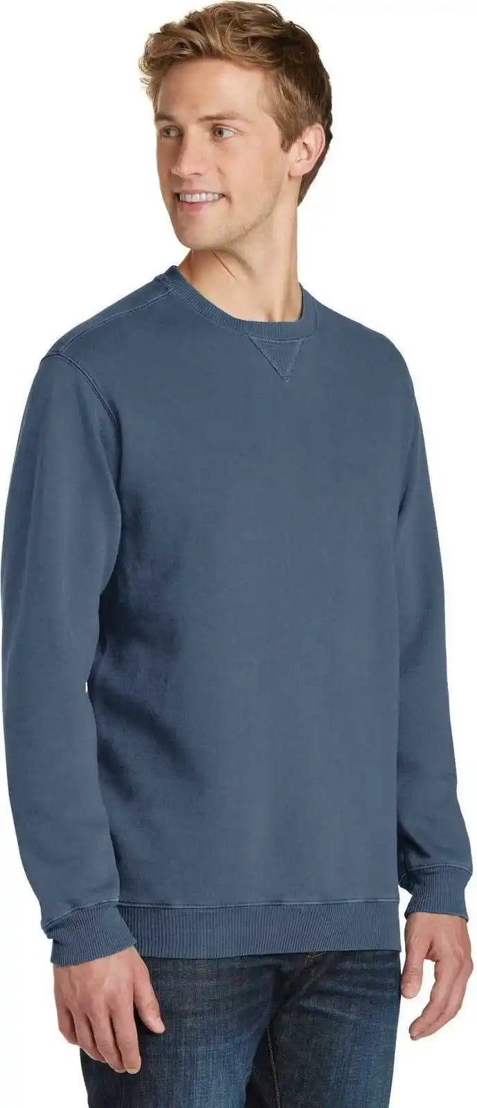 Port & Company Pc098 Beach Wash Garment-dyed Sweatshirt - Denim Blue