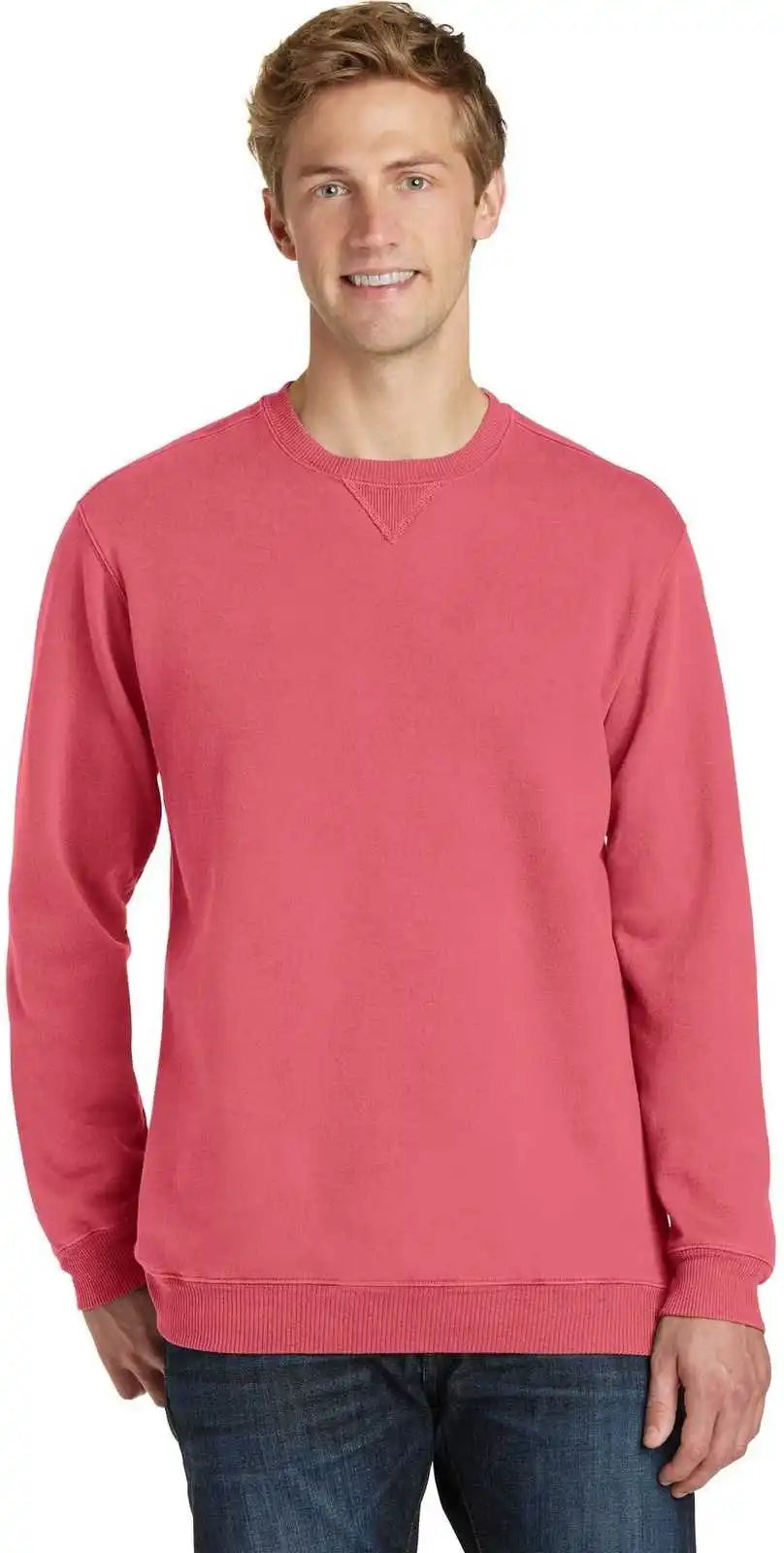 Port &amp; Company Pc098 Beach Wash Garment Dyed Sweatshirt Fruit Punch