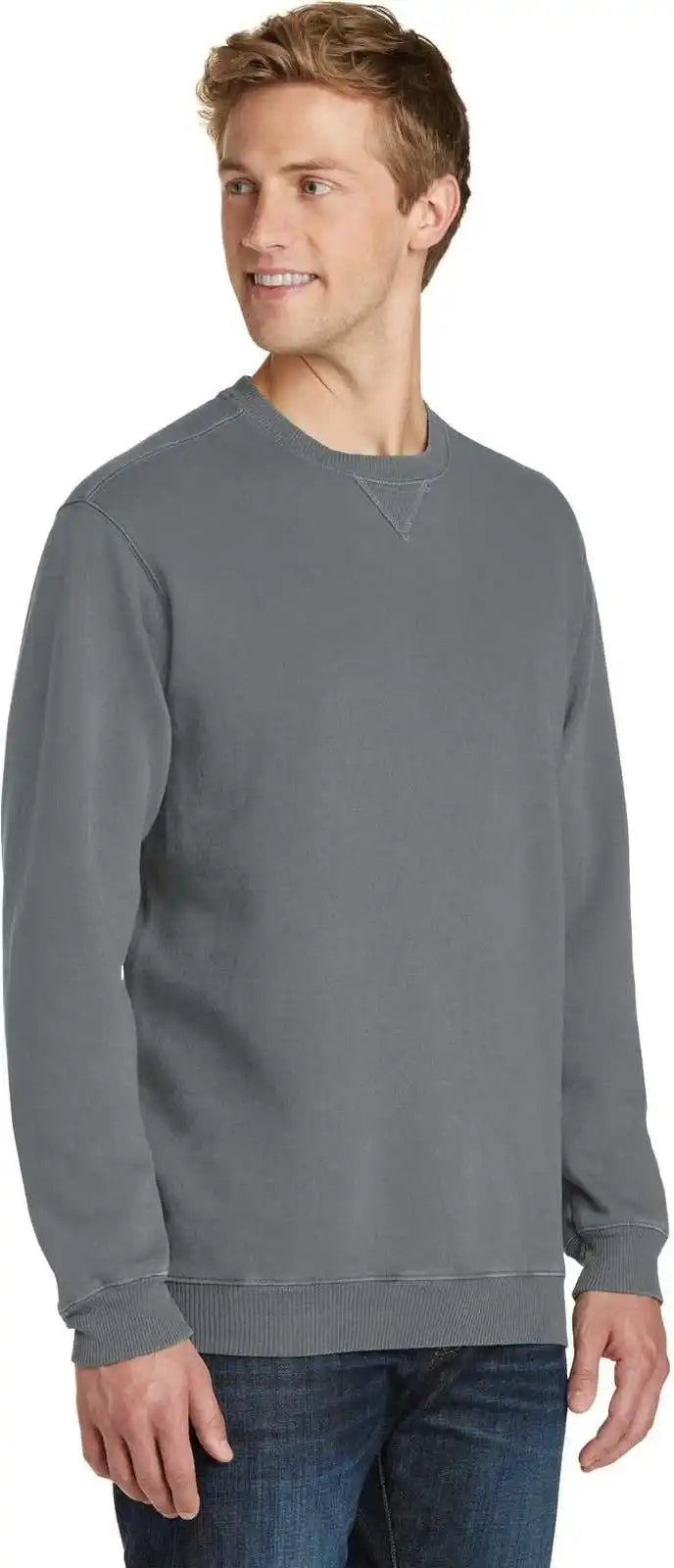 Port & Company Pc098 Beach Wash Garment-dyed Sweatshirt - Pewter