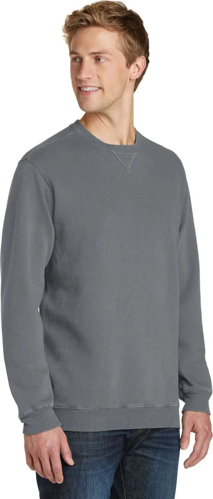 Port & Company Pc098 co Beach Wash Garment-dyed Crewneck Sweatshirt - Pewter