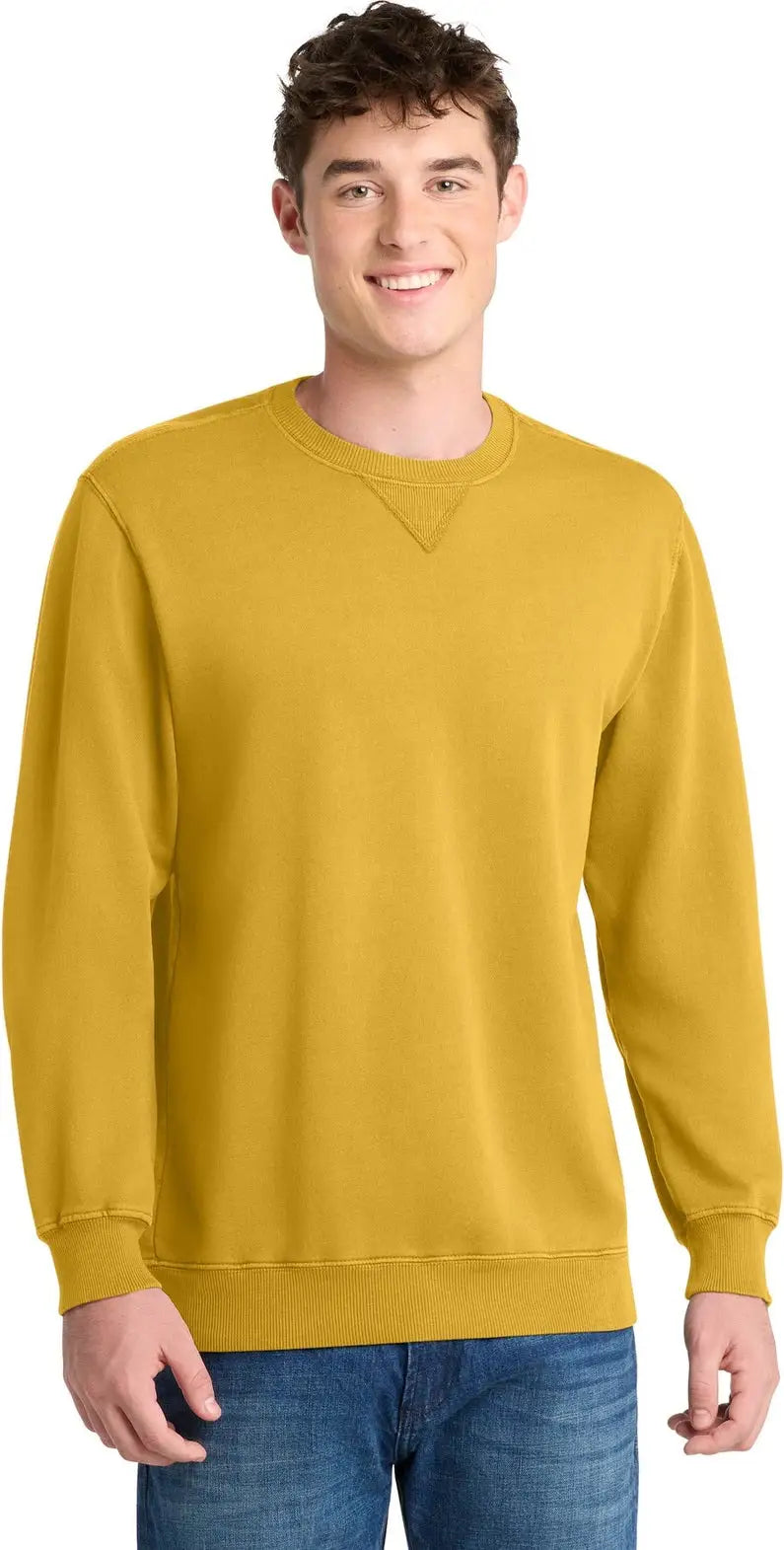 Port & Company Pc098 co Beach Wash Garment-dyed Crewneck Sweatshirt - Dijon - Adult s