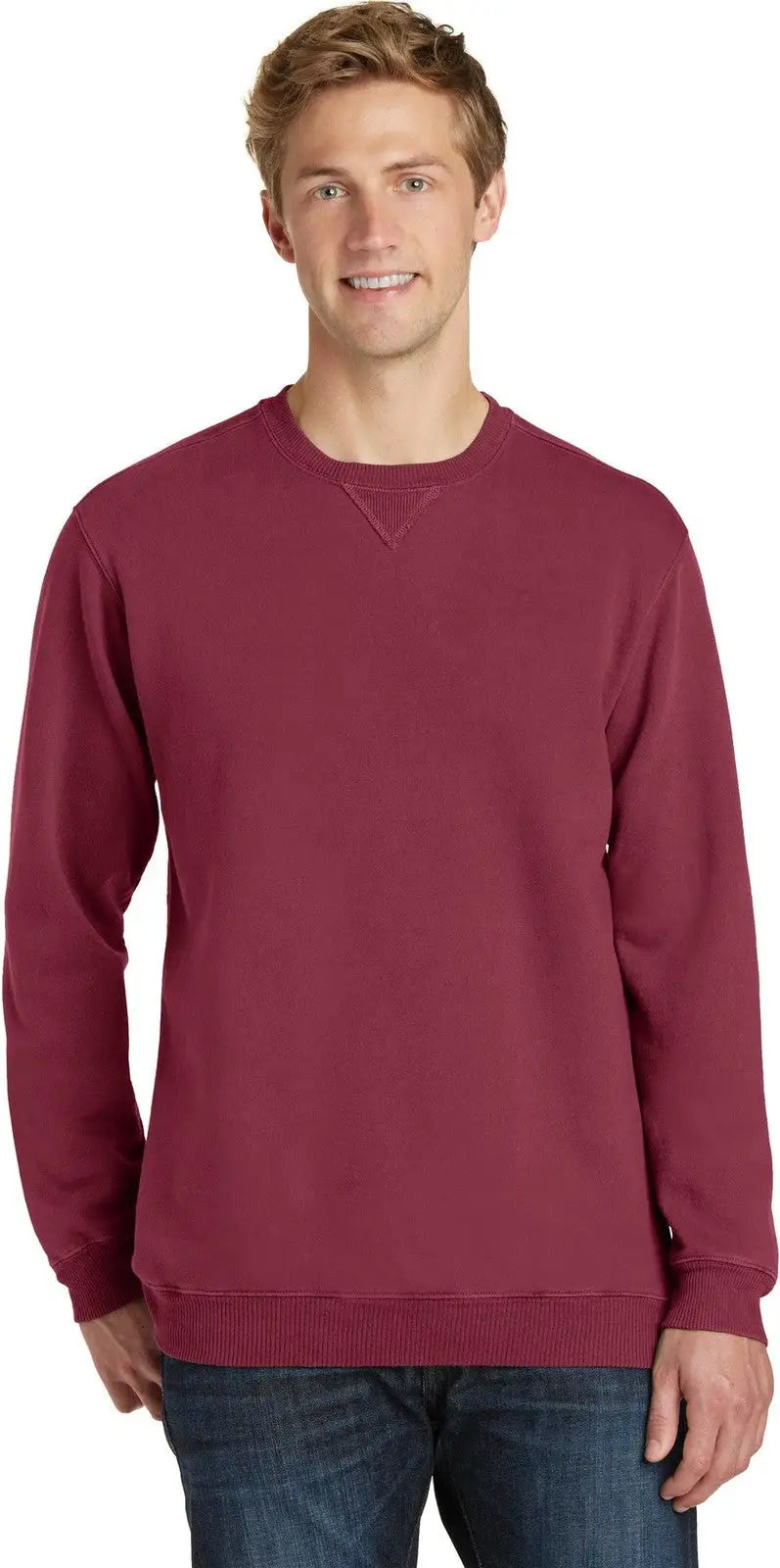 Port & Company Pc098 co Beach Wash Garment-dyed Crewneck Sweatshirt - Merlot - Adult s