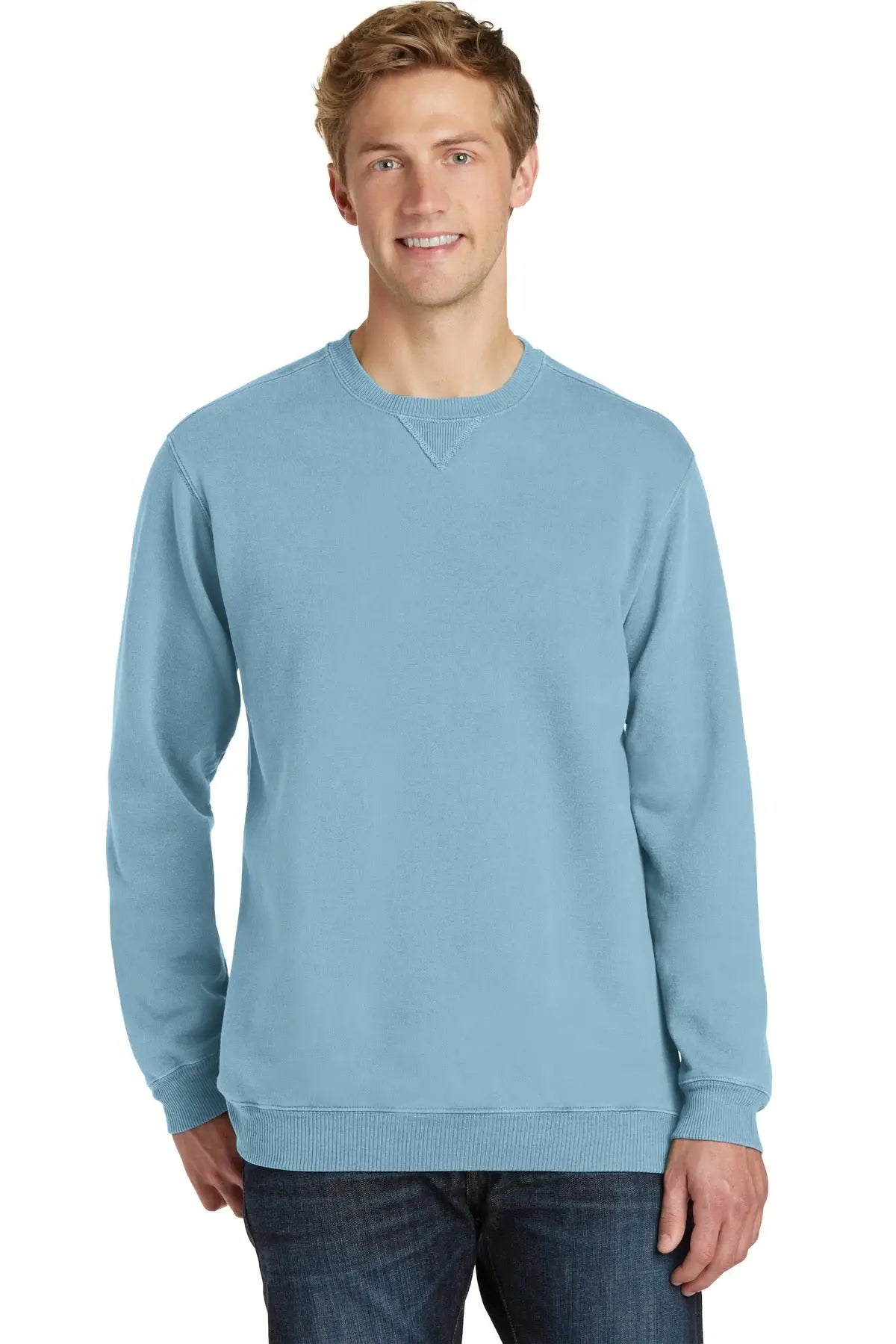 Port & Company Pc098 co Beach Wash Garment-dyed Crewneck Sweatshirt - Mist - Adult s