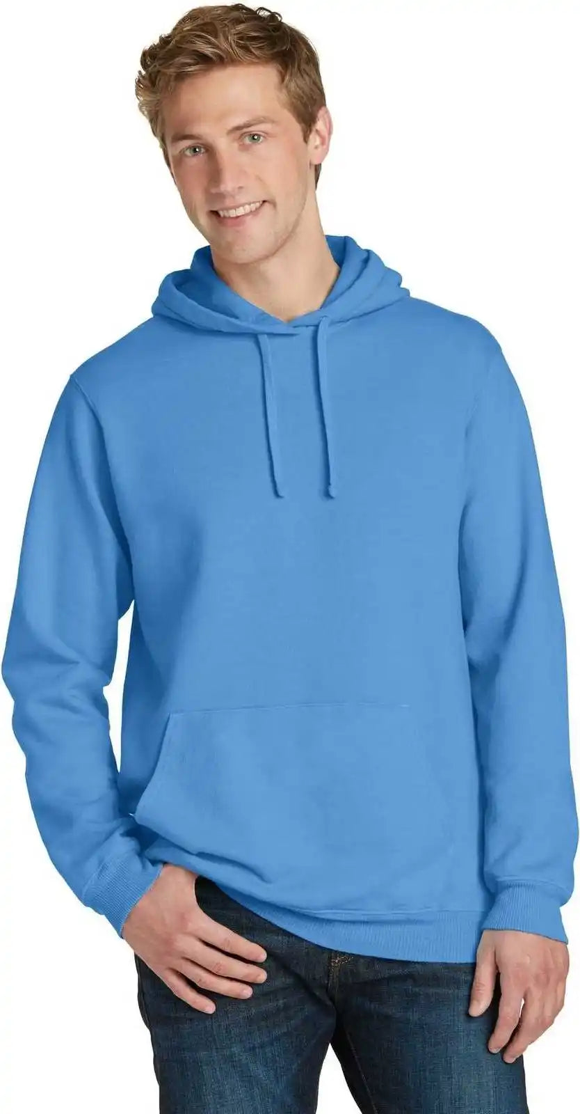 Port &amp; Company Pc098h Beach Wash Garment-dyed Pullover Hooded Sweatshirt - Blue Moon