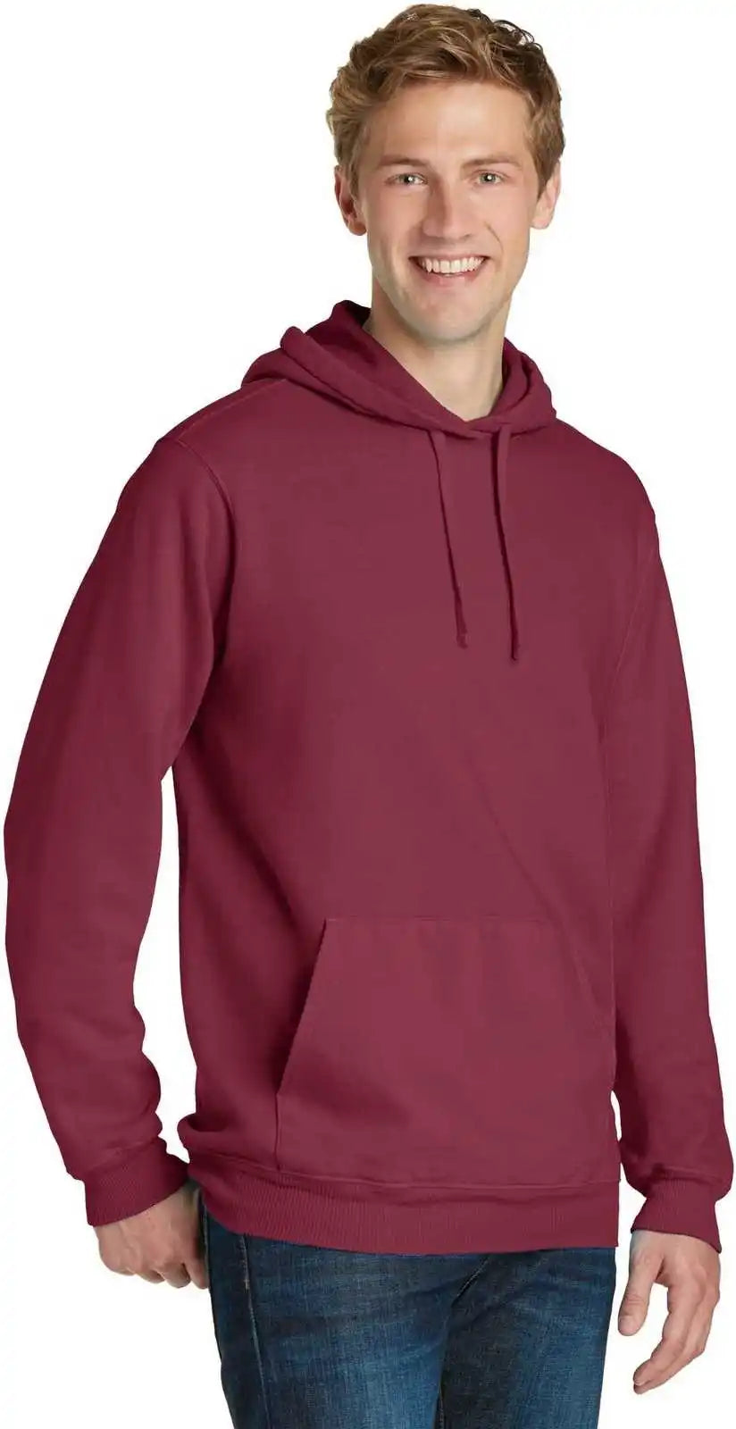 Port &amp; Company Pc098h Beach Wash Garment Dyed Pullover Hooded Sweatshirt Merlot