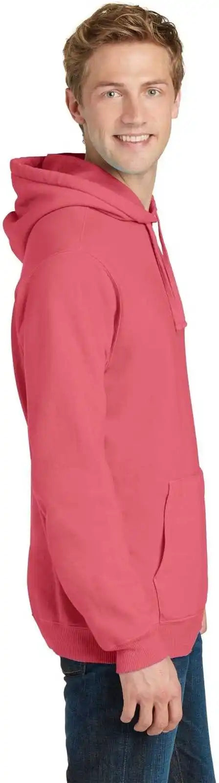 Port &amp; Company Pc098h Beach Wash Garment Dyed Pullover Hooded Sweatshirt Fruit Punch